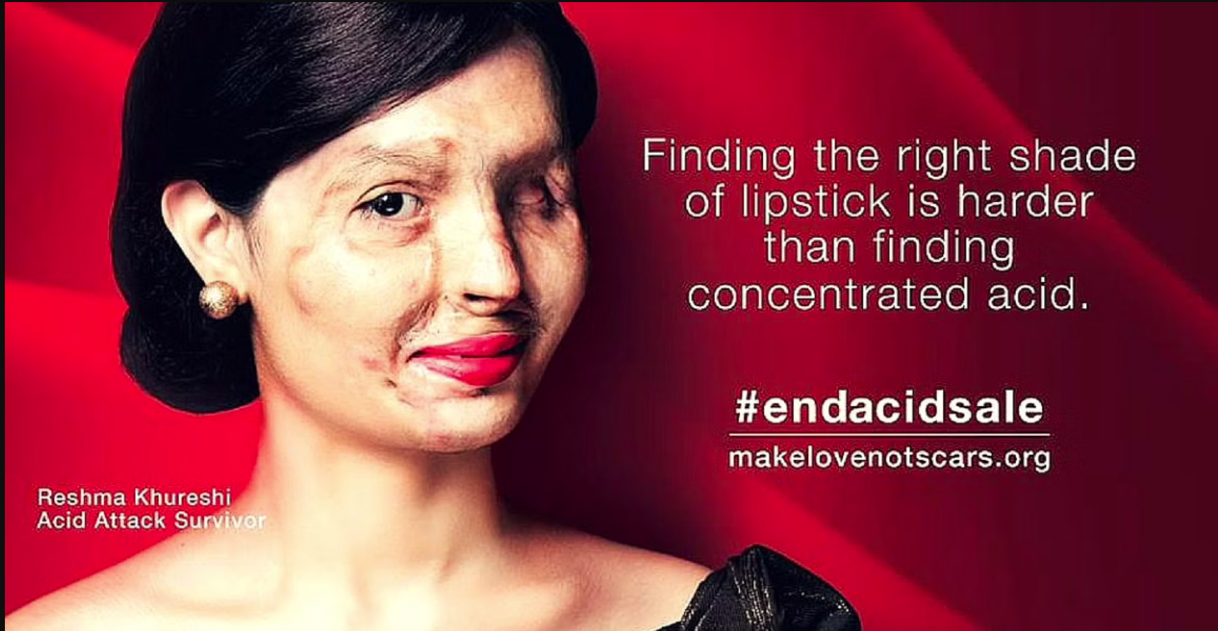 An image of a woman's face scarred by an acid attack.