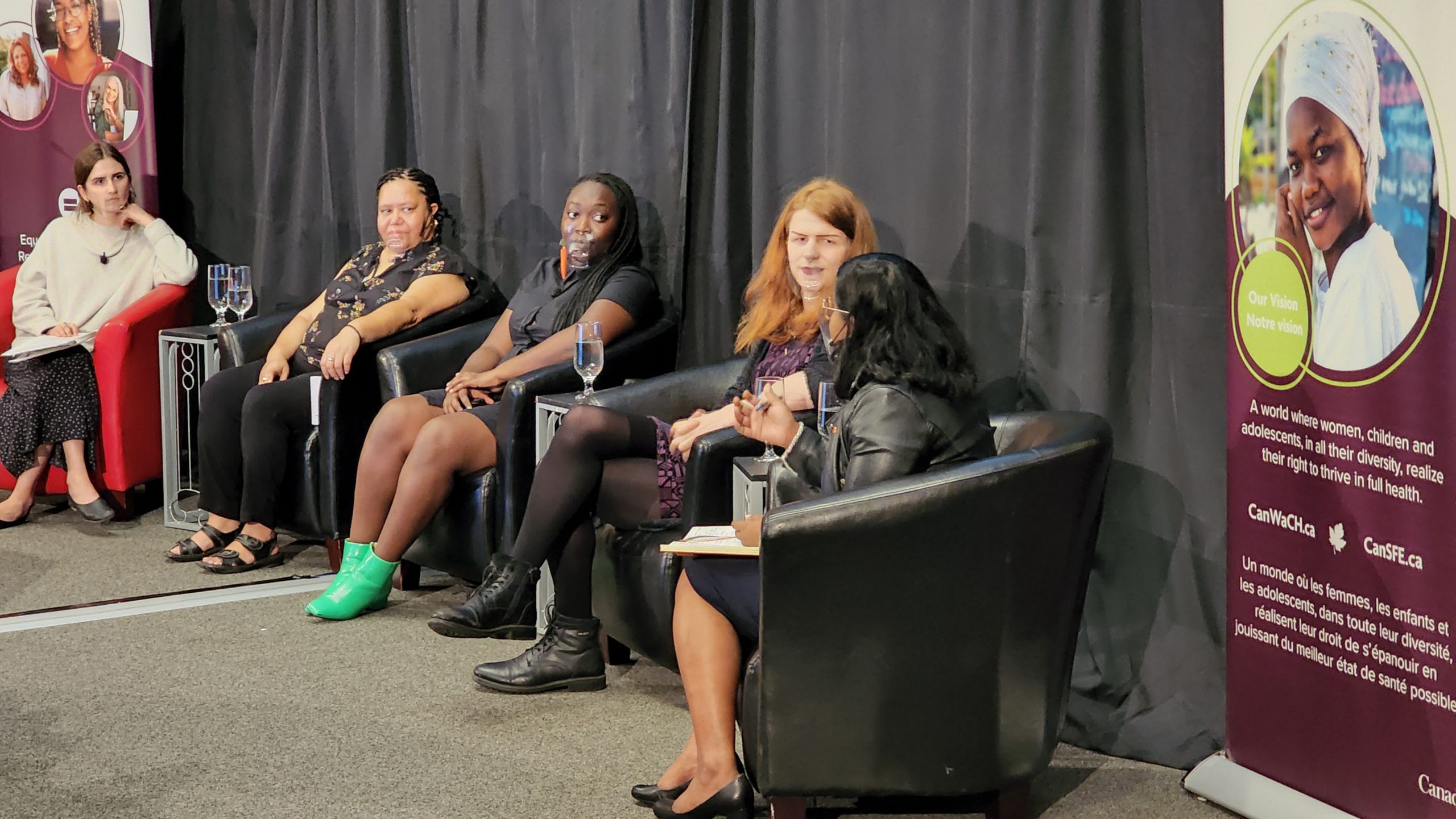 An image showing four panelists at the Gender Equality Summit 2022. All women.